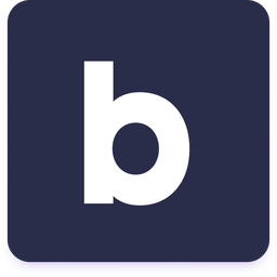 Auto-generated description: A bold lowercase white letter b is centered on a dark blue square background with rounded corners.